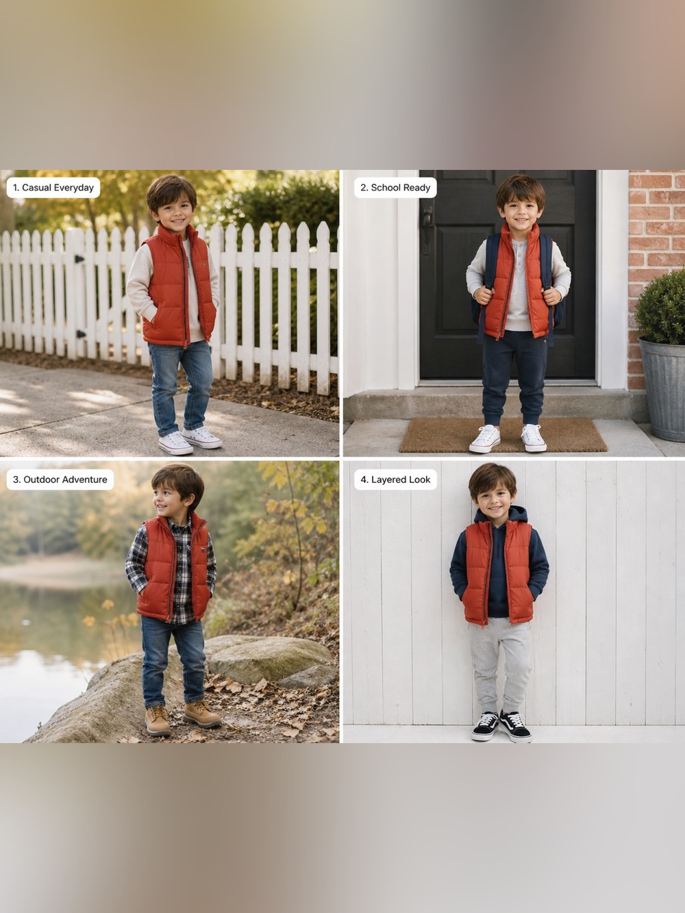 Old Navy Boys Medium Orange Puffer Vest NWT Lightweight Fall Spring Layering - Picture 2 of 6
